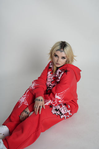 Shooting Star Bodybag Zip Hoodie Red