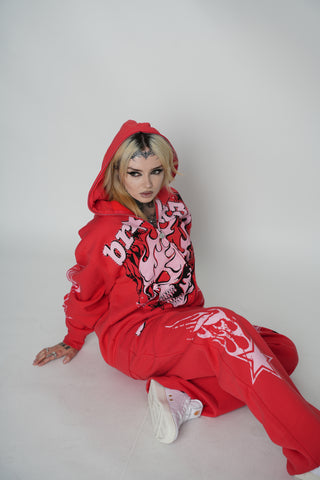 Shooting Star Bodybag Zip Hoodie Red