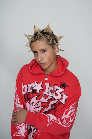 Shooting Star Bodybag Zip Hoodie Red