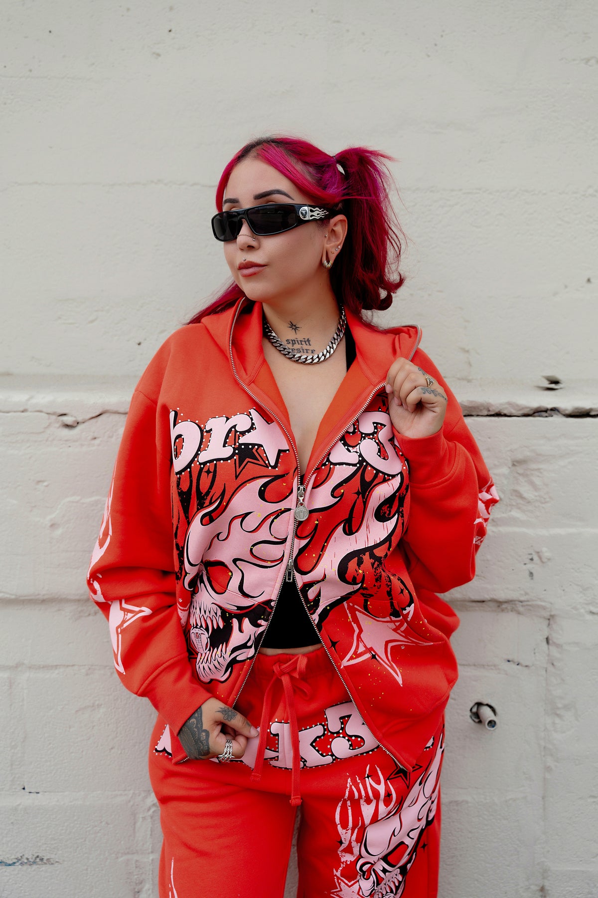 Shooting Star Bodybag Zip Hoodie Red