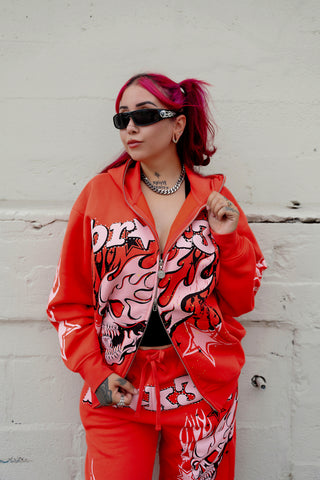 Shooting Star Bodybag Zip Hoodie Red