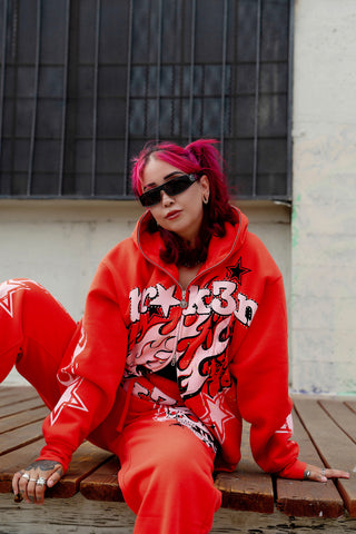 Shooting Star Bodybag Zip Hoodie Red