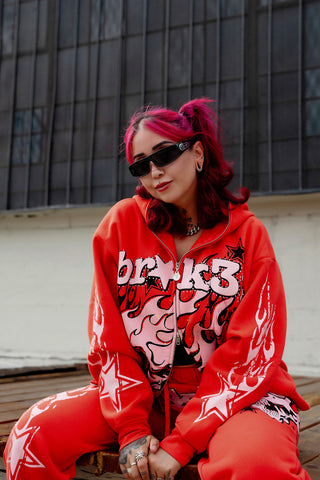 Shooting Star Bodybag Zip Hoodie Red