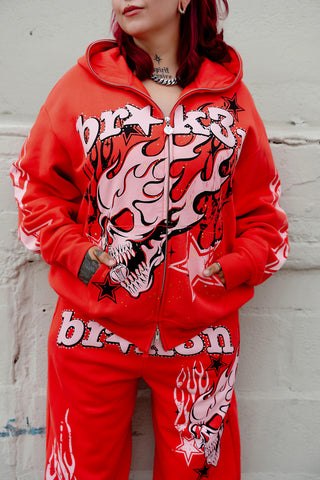 Shooting Star Bodybag Zip Hoodie Red