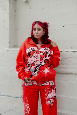 Shooting Star Bodybag Zip Hoodie Red