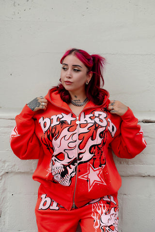 Shooting Star Bodybag Zip Hoodie Red
