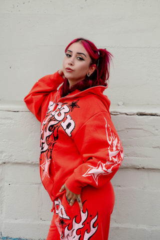 Shooting Star Bodybag Zip Hoodie Red