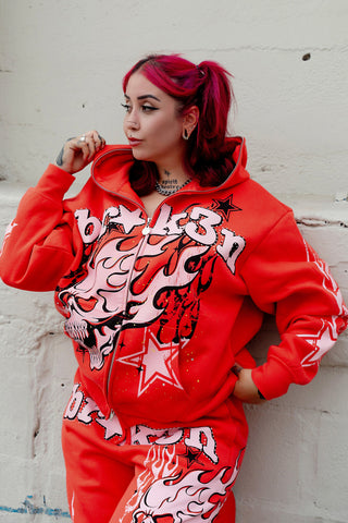 Shooting Star Bodybag Zip Hoodie Red