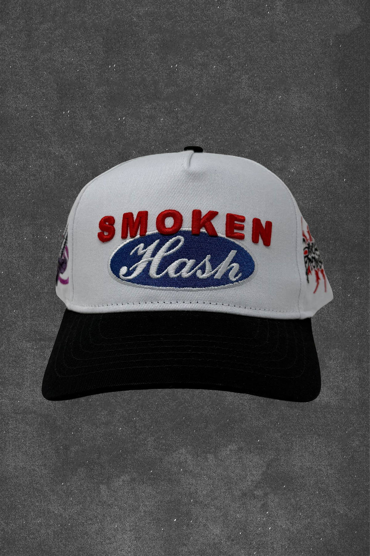 Smoken Hash White Two-Tone Snapback Hat