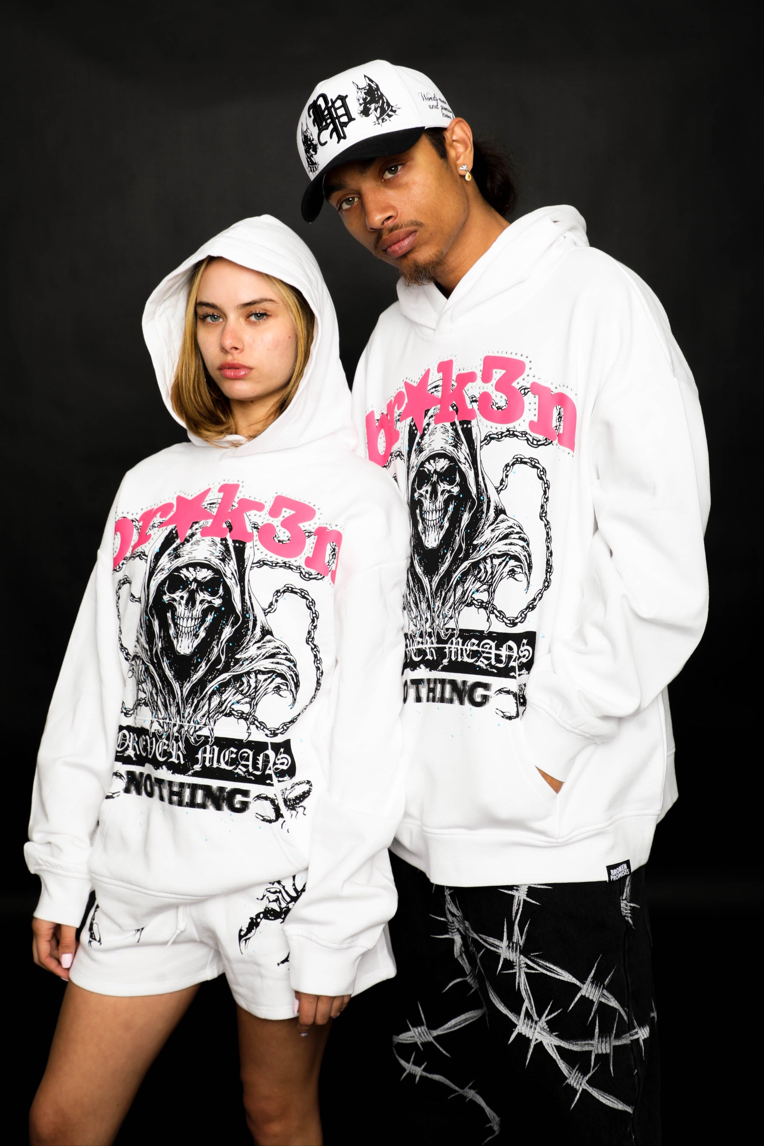 Soulless Rhinestone Hoodie White