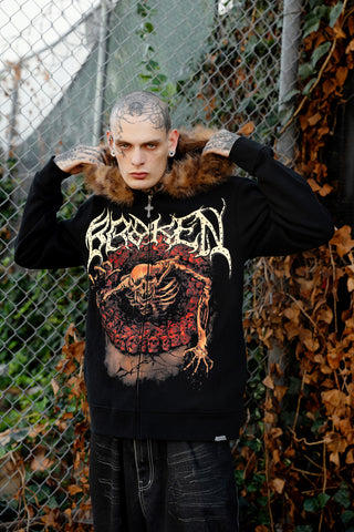 Spelunker Fur Trim Zip Hoodie