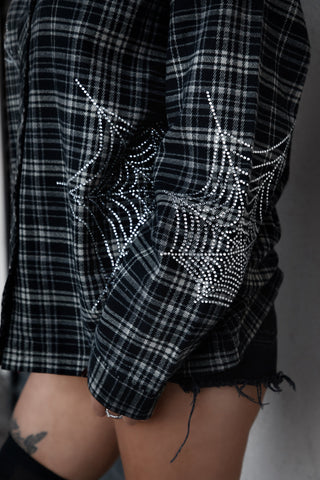 Stoned Web Rhinestone Black Flannel