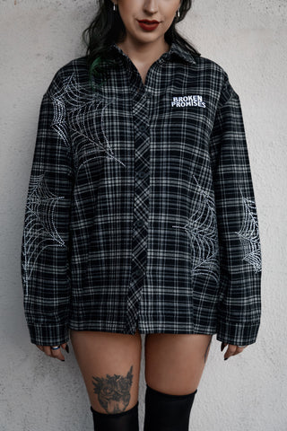 Stoned Web Rhinestone Black Flannel