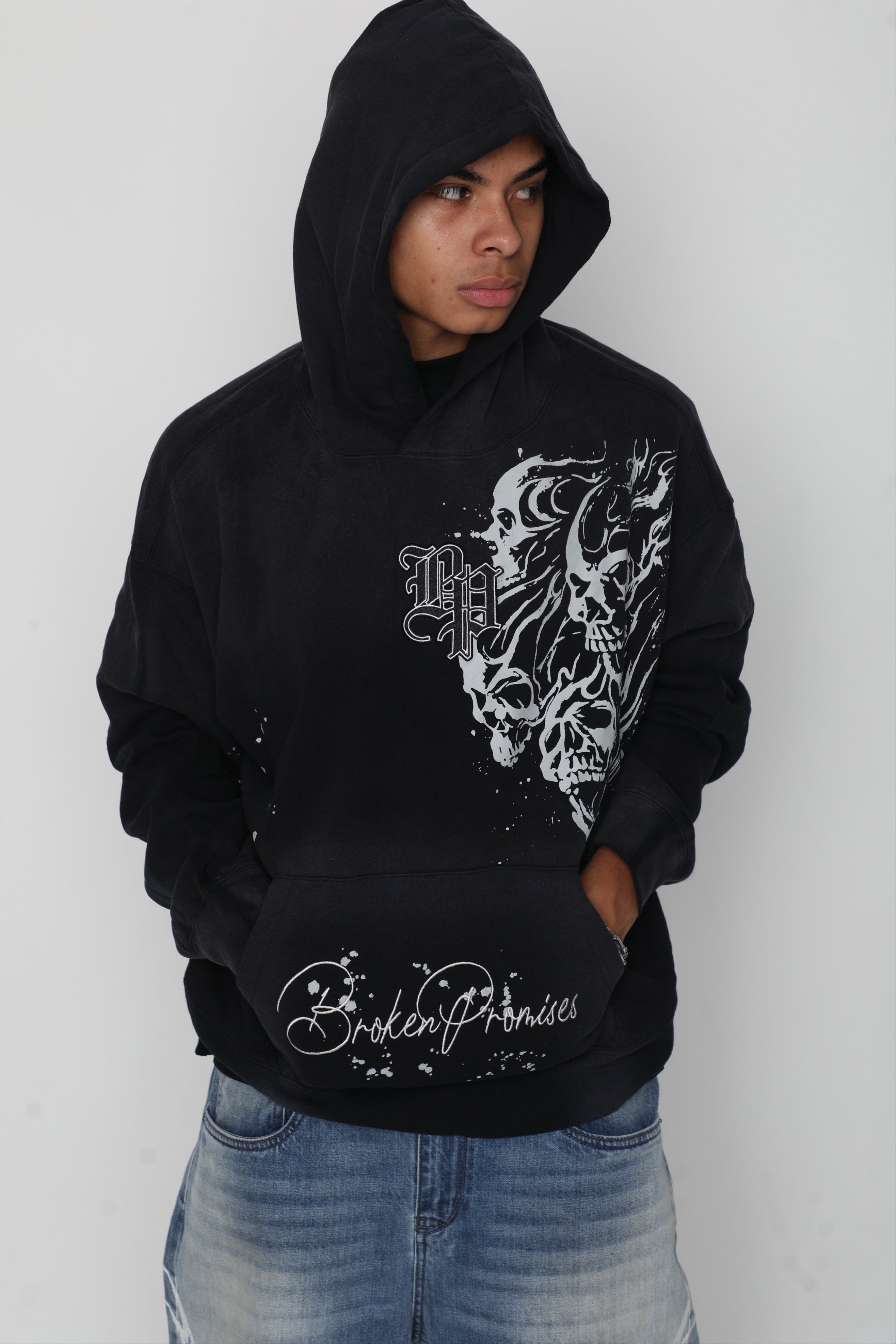 Storm of Chaos Embroidered Washed Hoodie