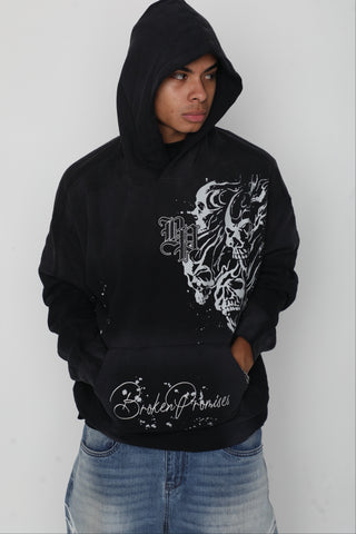 Storm of Chaos Embroidered Washed Hoodie