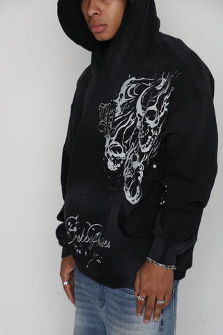 Storm of Chaos Embroidered Washed Hoodie