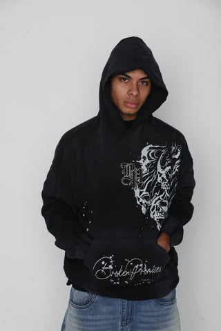 Storm of Chaos Embroidered Washed Hoodie
