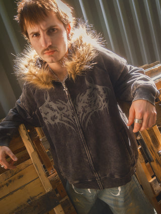 Unruly Fur Trim Washed Hoodie
