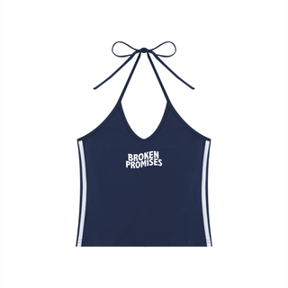 Women's Color Block Halter Crop Tank Top