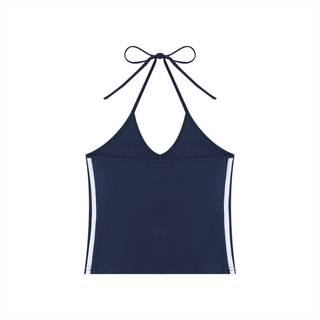 Women's Color Block Halter Crop Tank Top