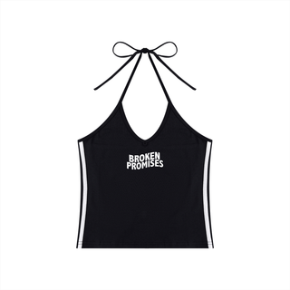 Women's Color Block Halter Crop Tank Top
