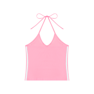 Women's Color Block Halter Crop Tank Top