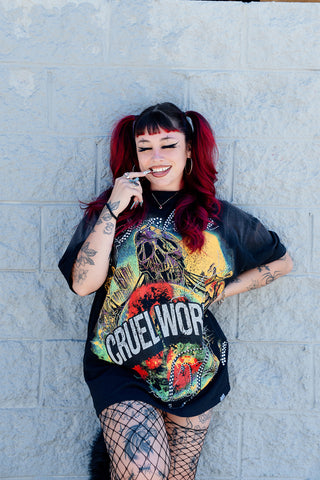 Cruel World Rhinestone Washed Tee