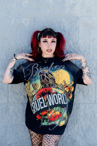 Cruel World Rhinestone Washed Tee