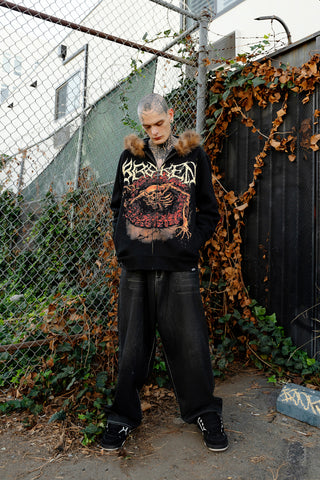 Spelunker Fur Trim Zip Hoodie