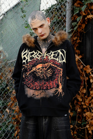 Spelunker Fur Trim Zip Hoodie