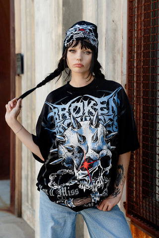 Bludgeon Rhinestoned Distressed Tee